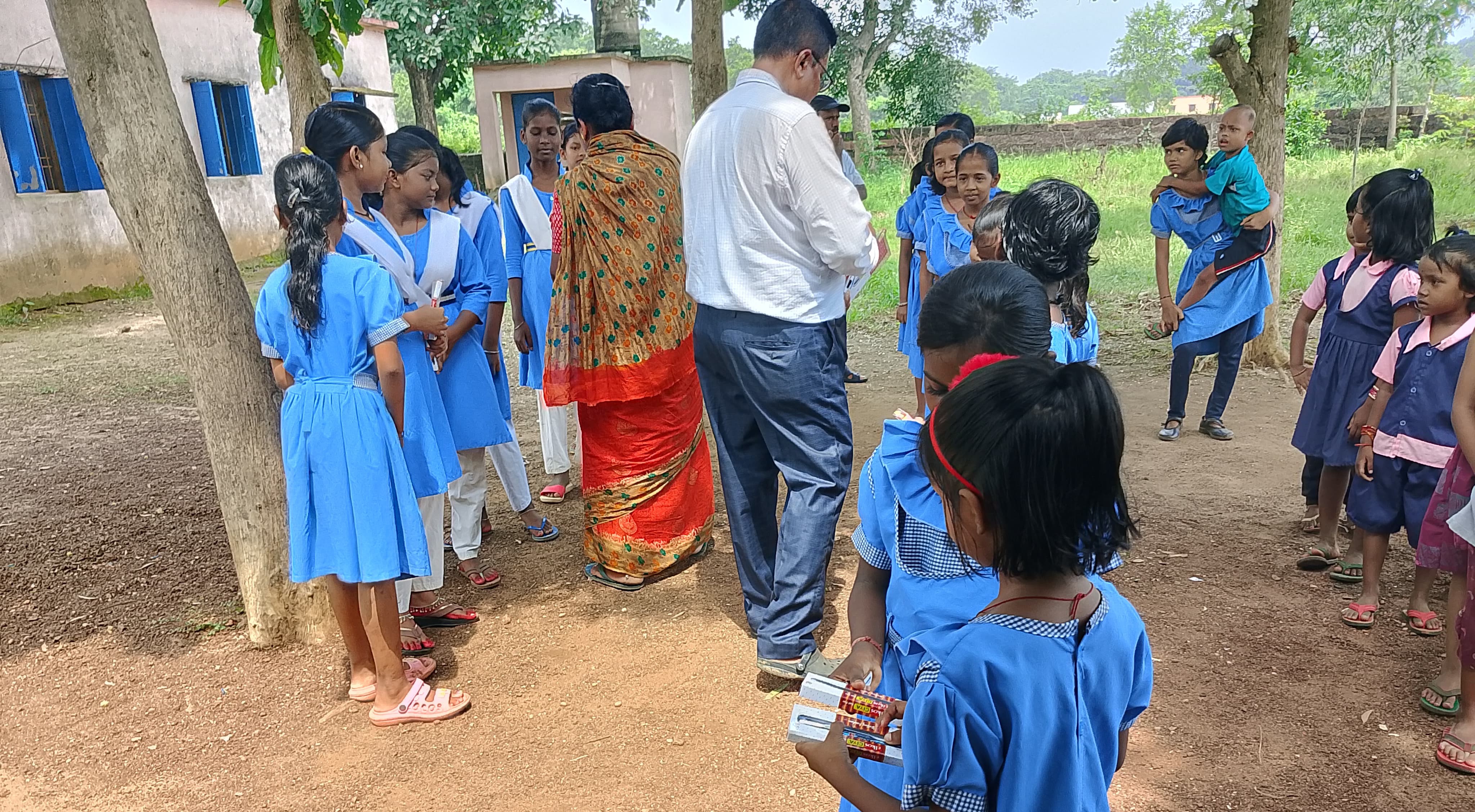 Pen distribution in Krushnpur UGME School